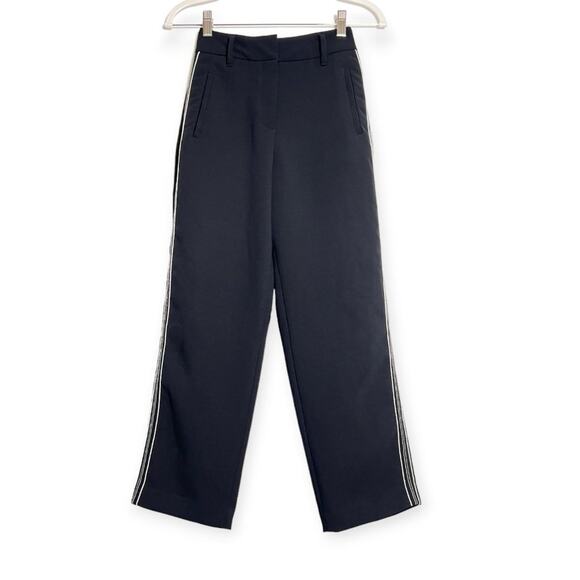 Wilfred Jallade Pant Crepe Cropped High-Waisted SIZE 00 Black Contrast Stripe - Picture 2 of 11